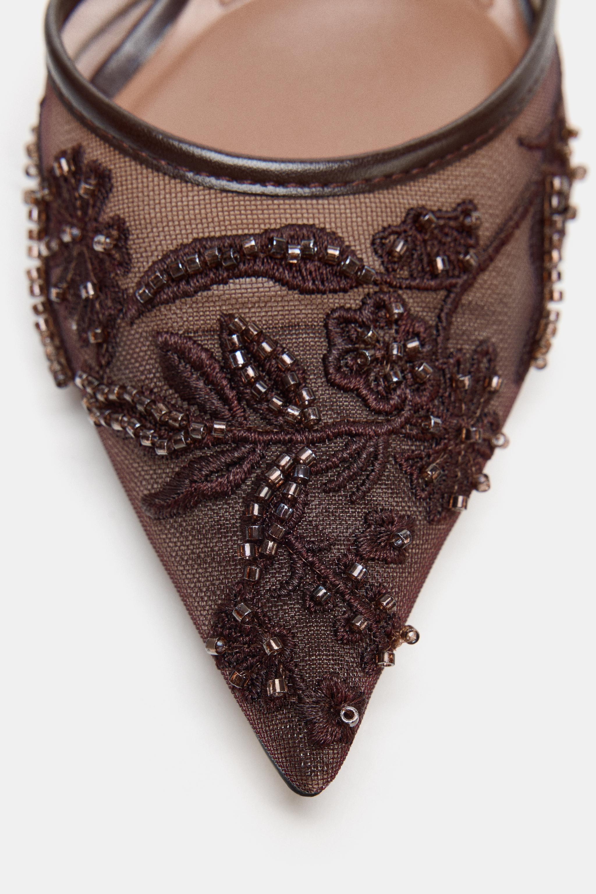 SHINY MESH SLINGBACK HEELS